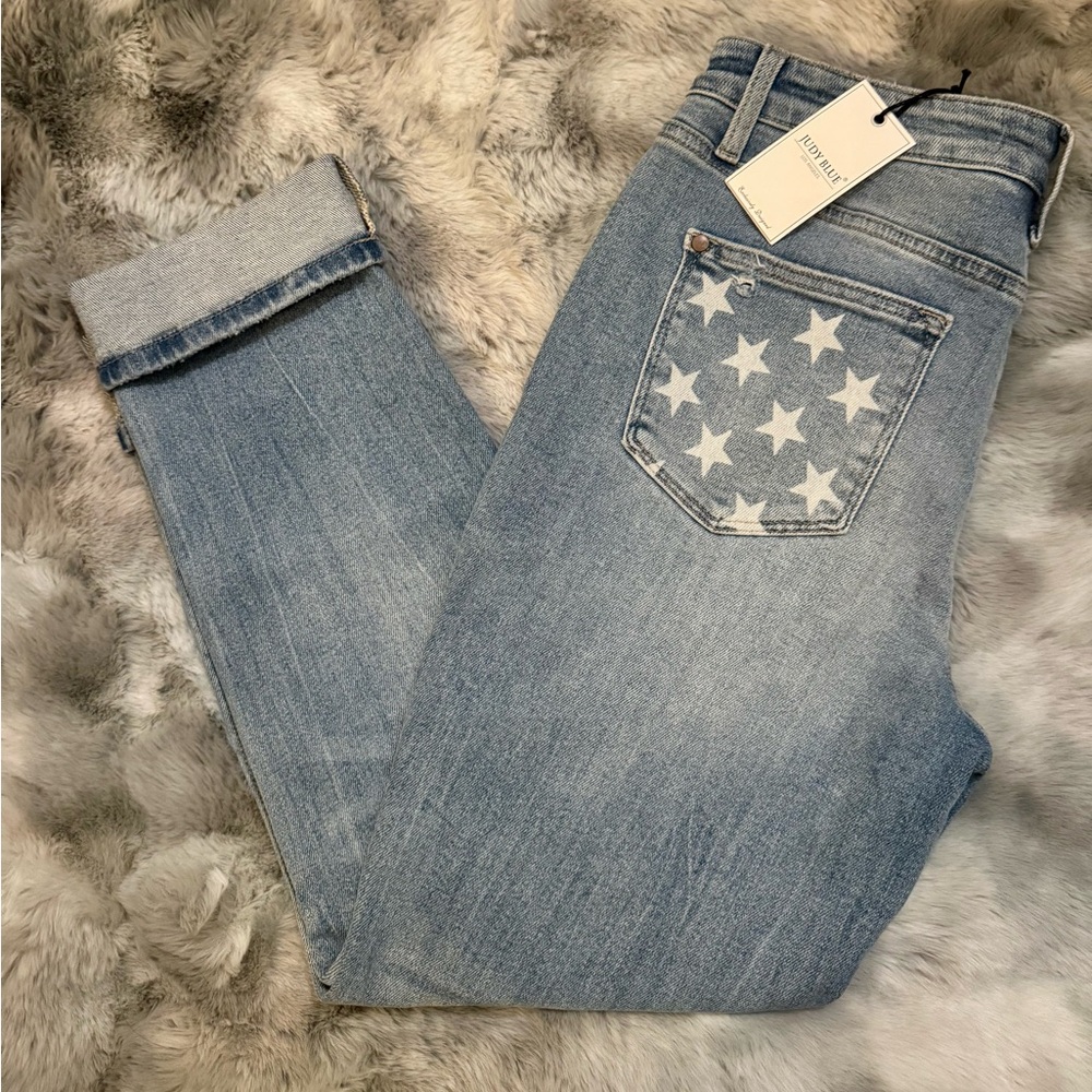 Judy Blue Light Blue Distressed Jeans - Picture 2 of 3